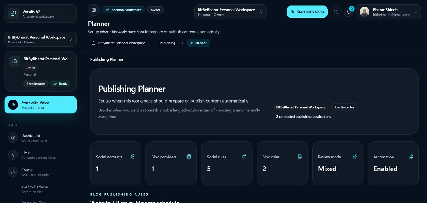 Vocalis distribution planner workflow.